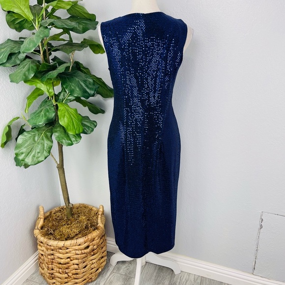 Enfocus Studio Blue Sequins Cocktail Mini Glitter Dress - Picture 4 of 6